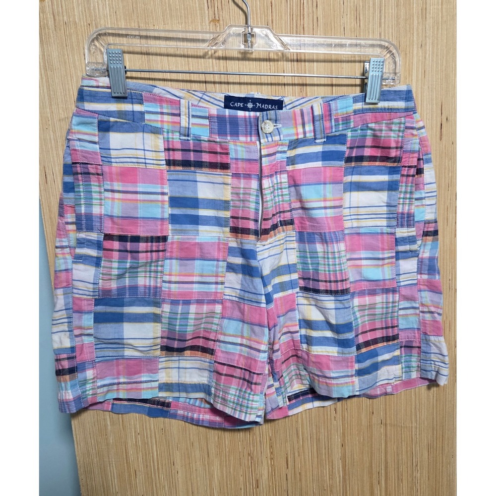 Cape Madras Sz 4 Womens Patchwork Plaid Shorts Multi Color Cotton Preppy
